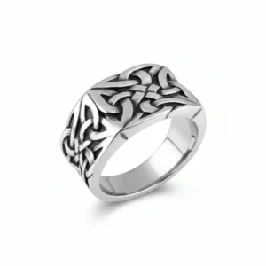 H123a395e53be4f3293f0d3be0501d1f3F-1 Bague homme acier - nœud viking - Narrow
