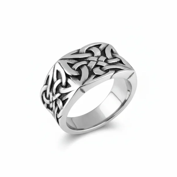 Bague homme acier - nœud viking - Narrow