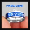 Bague homme acier - rune viking luminescente - Bleu