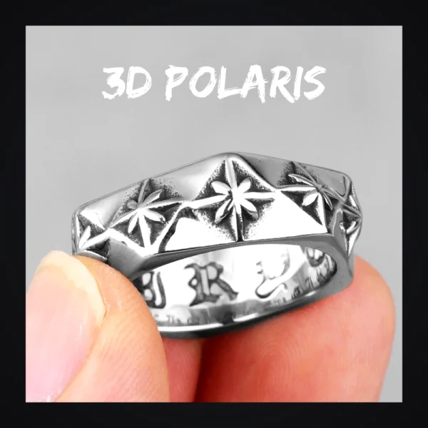 Bague homme acier - étoile Polaris - étoile polaire