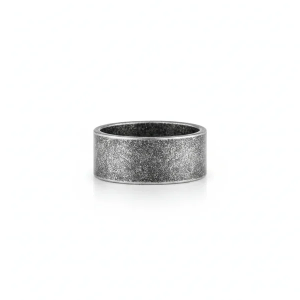 Bague homme acier noir - anneau sobre - rétro 10 mm