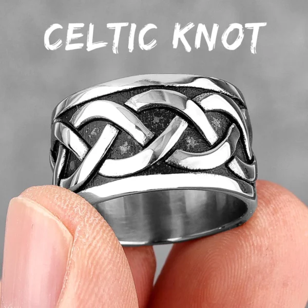H59de54e84d654c75b10b5a58633f20daw-1 Bague homme acier - nœud celtique entrelacé
