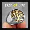 Bague homme acier - Arbre de vie - argenté