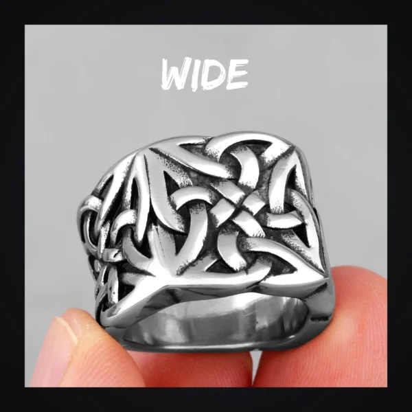 Bague homme acier - nœud viking - Large