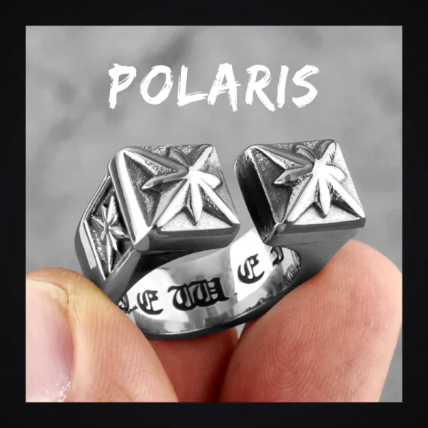Bague homme acier - gothique ouverte réglable