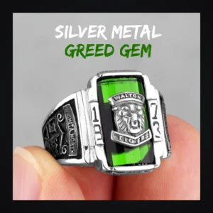 Bague homme acier - tête de tigre biker - pierre verte (Argenté)