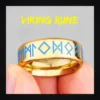 Haf6c34c302f24f48b6c72a6fda306cffa-1 Bague homme acier - rune viking luminescente - Doré