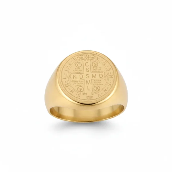 Bague homme acier - Saint-Benoit hip hop - doré