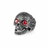 Bague homme acier noir - crâne squelette - Yeux Rouges