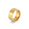 Bague homme acier noir - anneau sobre - doré 10 mm