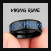 Bague homme acier - rune viking luminescente - runes bleues (Noir)