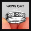 Bague homme acier - rune viking luminescente - anneau tournant runes (Noir)