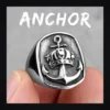 Bague homme acier - ancre marine - ancre couronnée