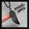 Collier homme acier - Ailes d'ange - aile noire