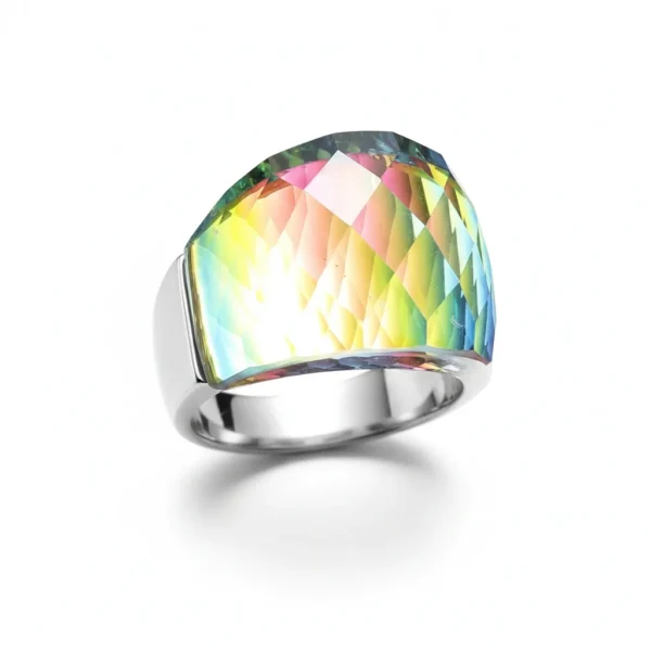 Bague homme acier - cristal gothique - Color