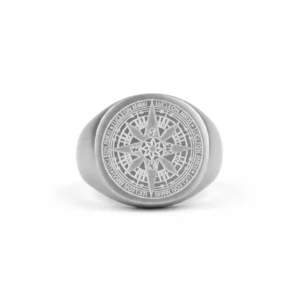 Bague homme acier - boussole voyageur - Argent