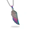 Collier homme acier - Ailes d'ange - aile multicolore
