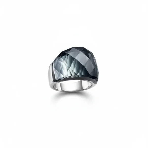 S1f3c677d658a4c41aed172d828d4a9f4A-1 Bague homme acier - cristal gothique - Drak Grey