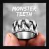 Bague homme acier - crocs de démon - rangée de crocs
