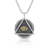 Collier homme acier - Etoile de Salomon - Jaune