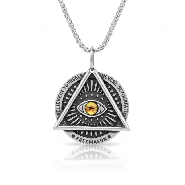 Collier homme acier - Etoile de Salomon - Jaune