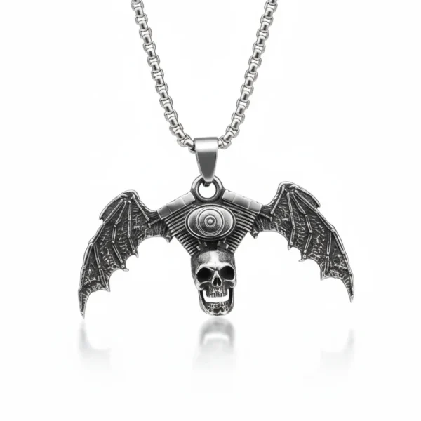 Collier homme acier - Moto - moto ailée
