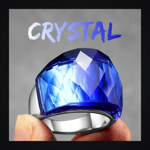 S36ddb5474c3d48ba8e302773ce34b930n-1 Bague homme acier - cristal gothique - Bleu