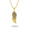 Collier homme acier - Ailes d'ange - aile dorée