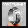 Bague homme acier - runes vikings - anneau tournant valknut (Argenté)