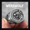 Bague homme acier - loup viking