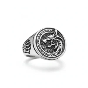 Bague homme acier - loup viking