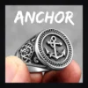 Bague homme acier - ancre marine - ancre médaillon cordage