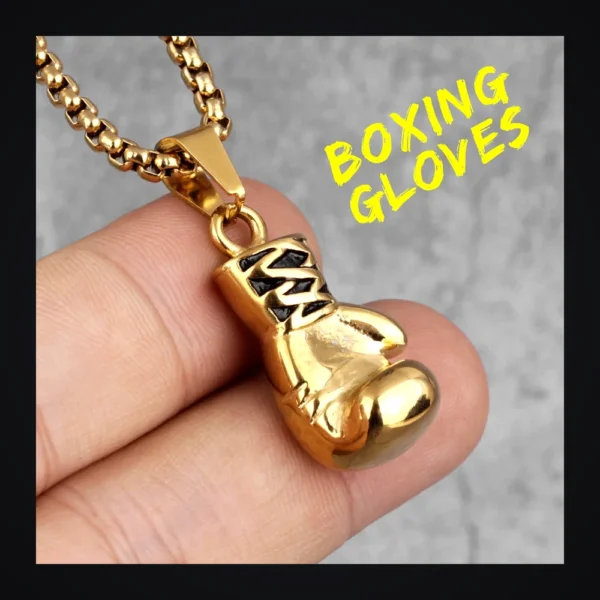 Collier homme acier - Gants de boxe