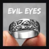 Bague homme acier - démon multi-yeux - anneau tournant yeux groupés (Argenté)