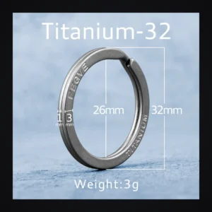 Porte-cles homme titane - Octogone - anneau rond titane