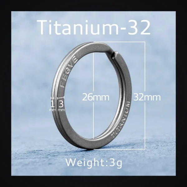 Porte-cles homme titane - Octogone - anneau rond titane