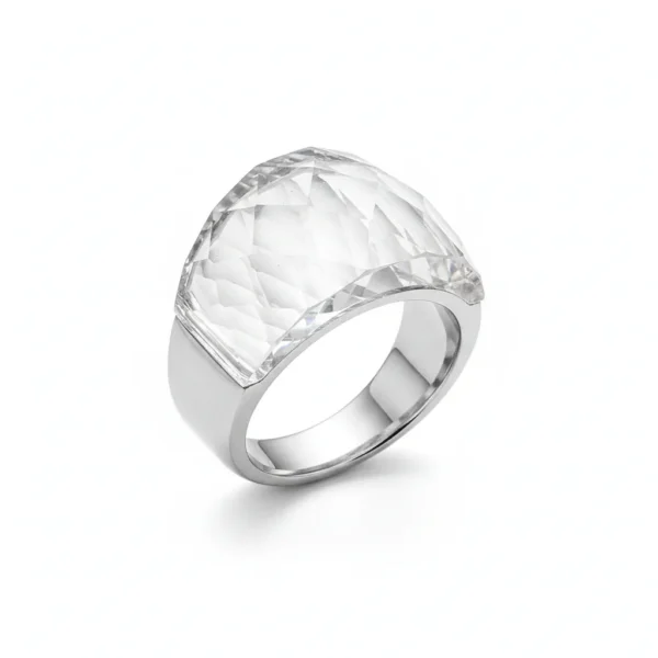 Bague homme acier - cristal gothique - Transparent