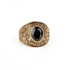 Bague homme acier - style militaire - pierre noire (doré)