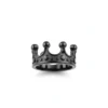 Bague homme acier - couronne royale à strass - noir