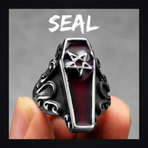 Bague homme acier - cercueil gothique vampire - Seal