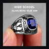 Bague homme acier - aigle biker à strass - pierre bleue (argenté)