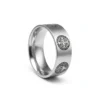 Bague homme acier - Croix Saint-Benoit sobre - anneau argenté