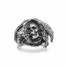 Bague homme acier - tête de crâne biker - crâne sorcier
