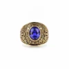 Bague homme acier - style militaire - pierre bleue (doré)