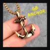 Collier homme acier - ancre marine - doré II