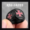 Bague homme acier - Croix noire et rouge
