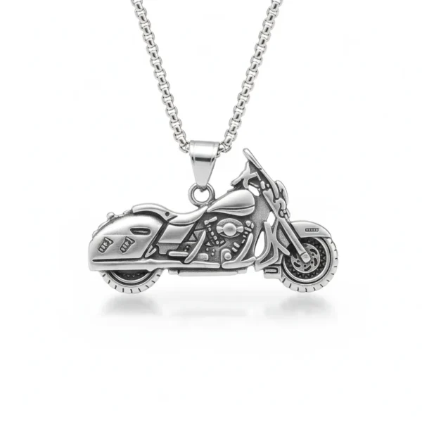 Collier homme acier - Moto - chopper argenté II