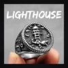 Bague homme acier - ancre marine - phare