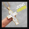 Collier homme acier - Croix INRI - crucifix doré