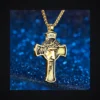 Sa3d9351e799d47cea793d1a7960169e3f-1 Collier homme acier - Croix INRI massive - doré